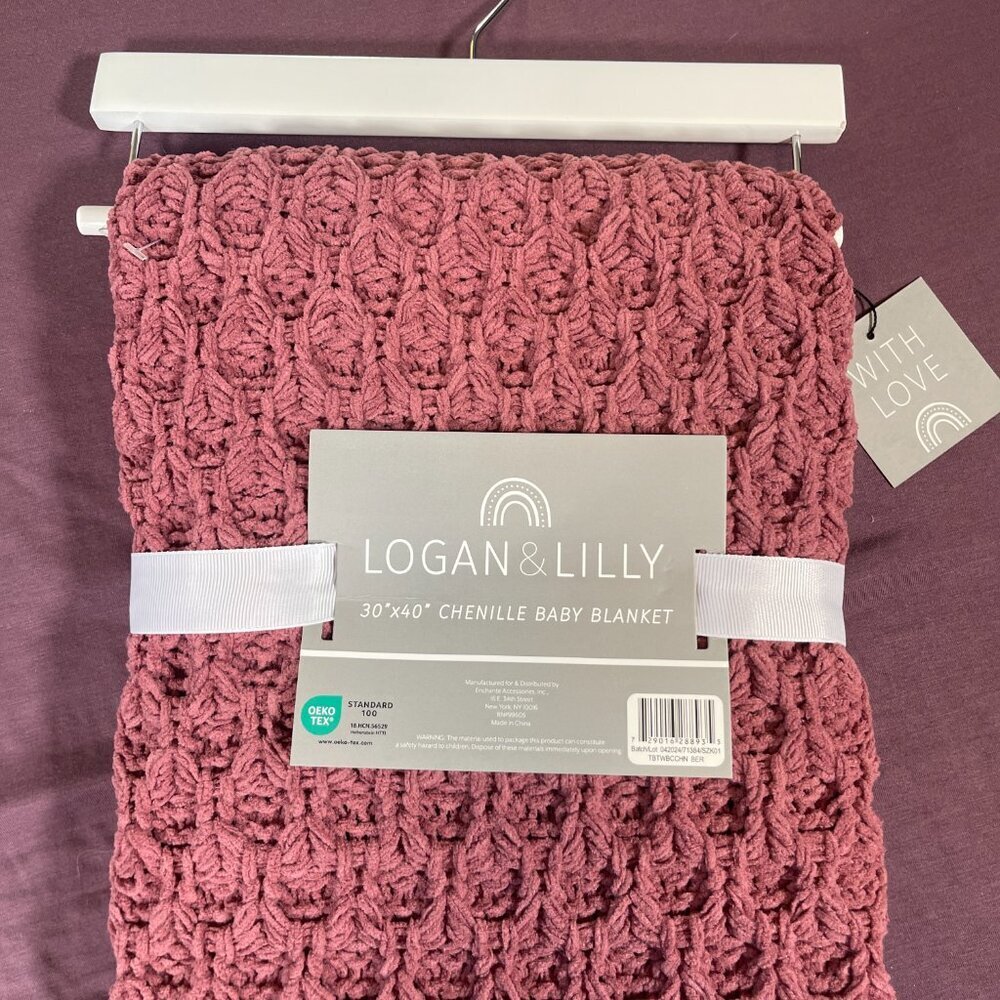 Logan and Lilly Chenchille Baby Throw Blanket in Red Rust - Size 30x40 - NWT - Picture 2 of 5
